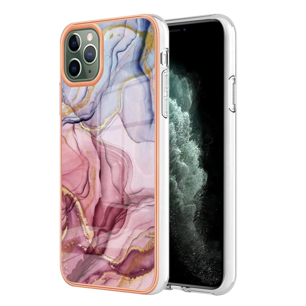

YB IMD Series-16 for iPhone 11 Pro Max 6.5 inch Style E Marble Pattern Design Cover Electroplating Frame 2.0mm TPU IMD Flexible Phone Case Rose Gold