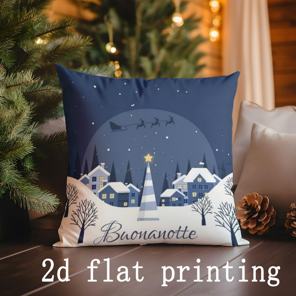Home Decor Christmas Themed Funny Animal & Santa Pillows Pattern Cushion Cover Suitable for Sofa Bedroom Car Pillow Cover