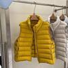 Womens Lightweight Down Vest White Duck Puffer Sleeveless Jacket Short Stand Collar Slim Fit Outerwear