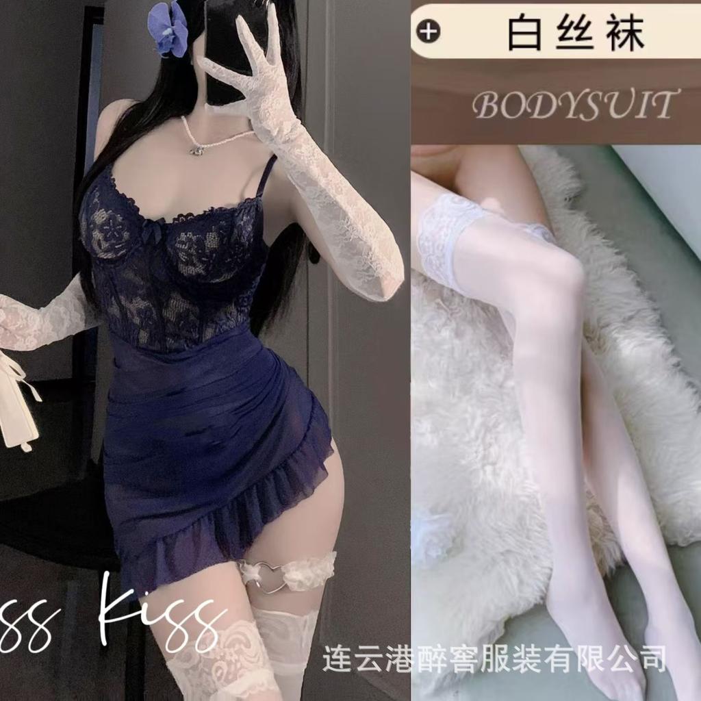 2025 new ins sexy lace splicing ultra-short perspective sling night short