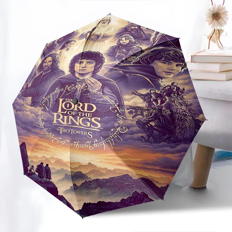 1pc The Lord of the Rings Two Towers Automatic Folding Umbrella - Compact 8-Rib Design, Durable Plastic & Iron1232L