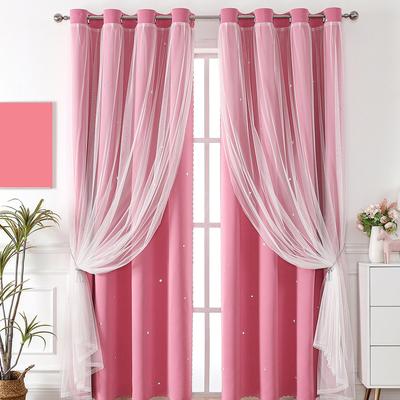 1pc Blackout Faux Curtains, Starry Sky Hollow-Out Double Pleated Sheer Curtains for and Bedrooms, Thermal Insulated Privacy Grommet Top Curtains