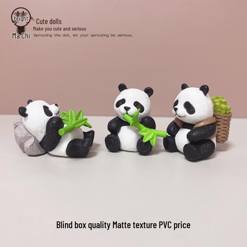 Bamboo Panda Cartoon PVC Ornament for Desk or Car - National Treasure Toy