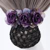 Spring Clip Beaded Crochet Hair Clip Barrettes For Flight Attendant Women Bun Net Crystal Hairnet Cover Zircon Flower Bun Snood