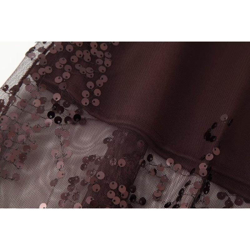 European & American Style 2026 High-Waisted Midi Skirt with Embroidered Sequins and Glitter