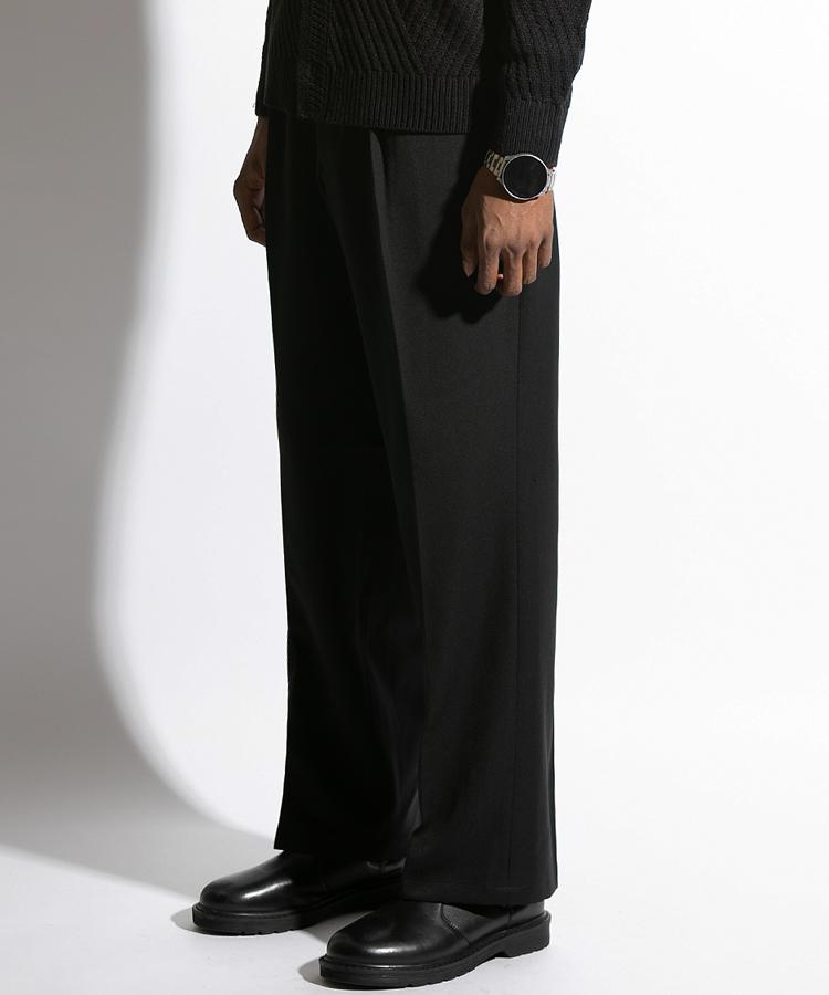 Seuteulaikeu Elegant One-Pleated Trousers (Black)