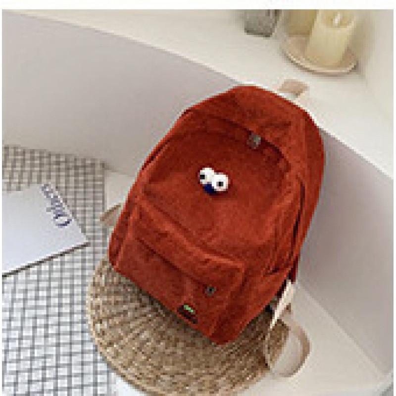 Corduroy Student Backpack With Ergonomic Shoulder Straps For School And Campus Use
