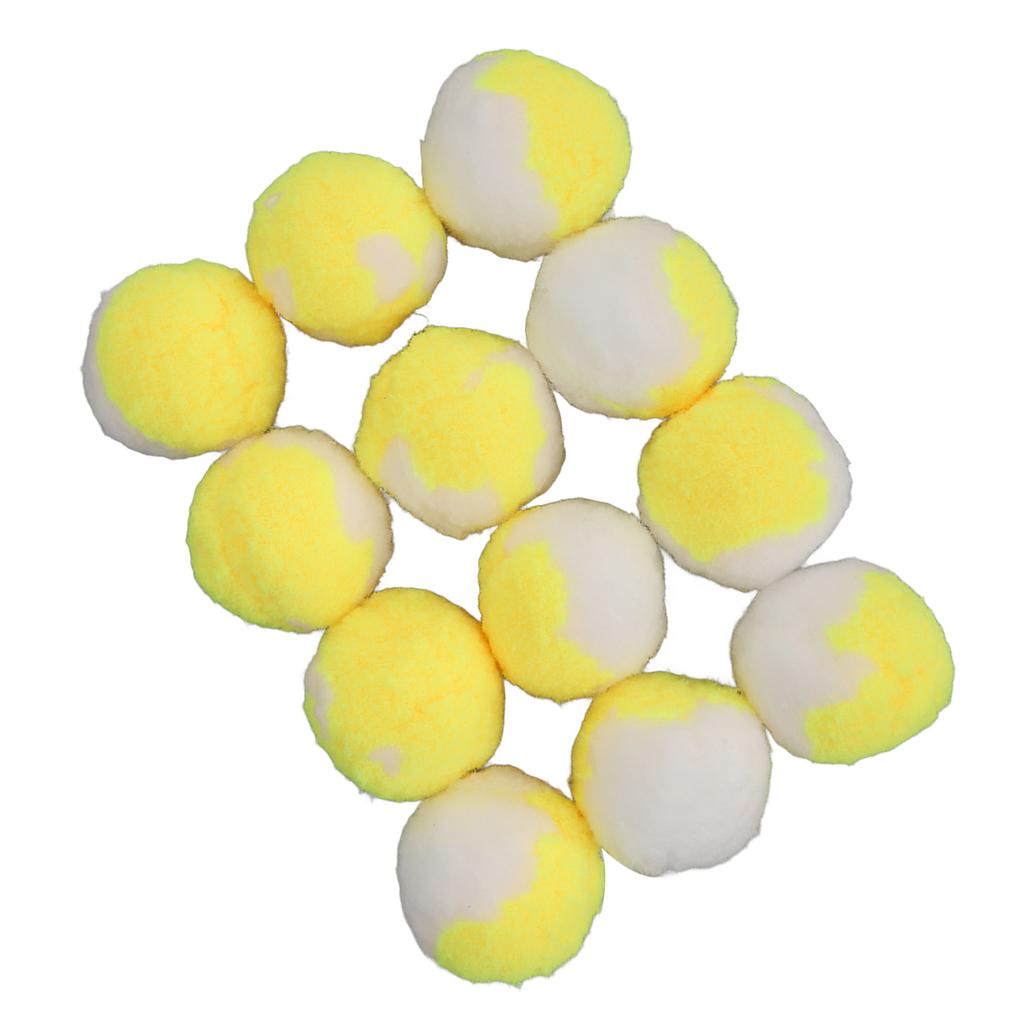 12pcs Cat Toy Balls Soft Elastic Quiet Interactive Plush Kitten Chewing Ball for Indoor Training Playing Yellow