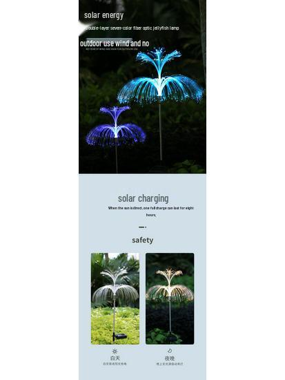 Cross-border Solar LED Jellyfish Garden Light, Waterproof, 7-Color Fiber Optic, Outdoor Lawn Decor.