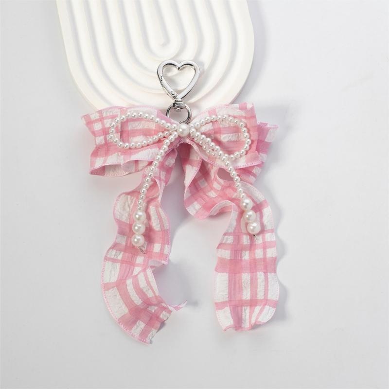 Pearls Bows Bag Charm Pendant Aesthetic Purse Charms Aesthetic Keychains Keyring for Women Backpack Purse Handbag Decors