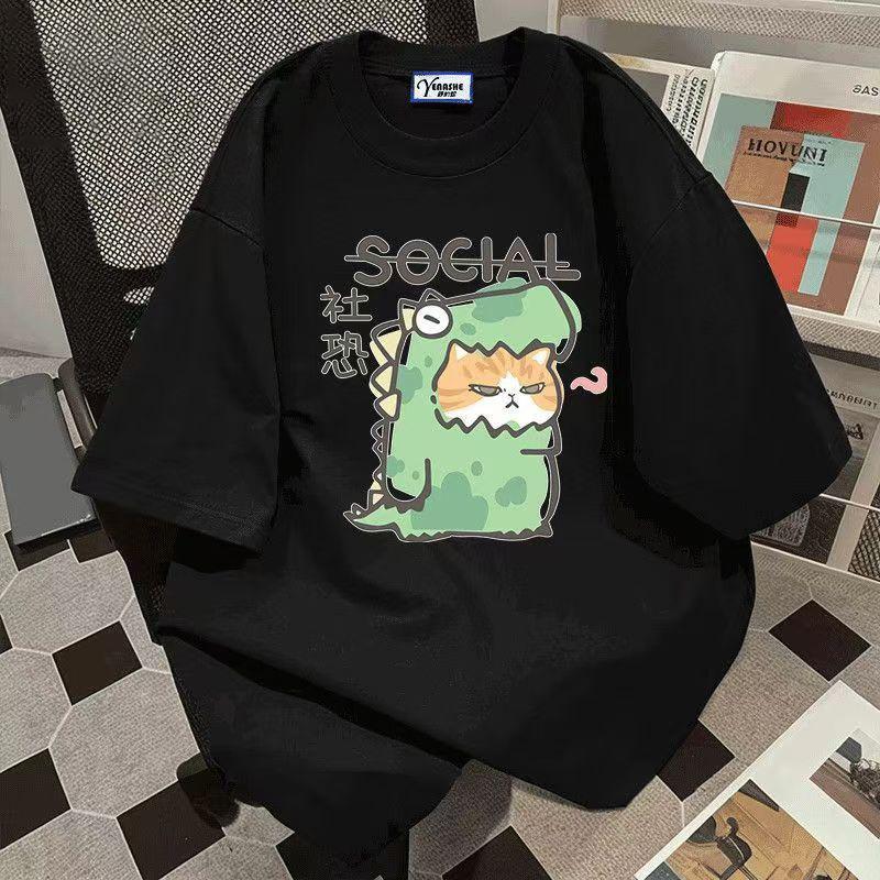 Cartoon Short Sleeve Women's T-Shirt 2025 New Design American Loose Half Sleeve Top