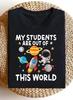 My Students Are Out Of This World Teacher T-shirt for Women Cute Astronaut Outer Space Star Print Round Neck Short Sleeve Science Teacher Tops