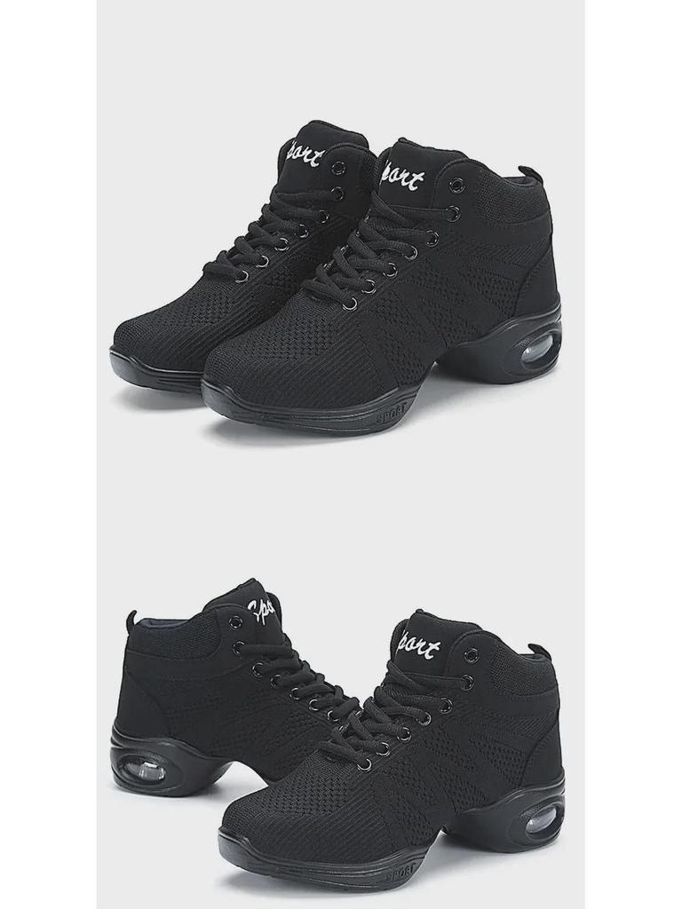 Zapatillas de baile de malla de caña alta: Suela Blanda, Aumenta la Altura, Ideal para Danza Cuadrada, Jazz y Moderna. Adecuado para Adultos. Perfecto para el otoño.
