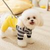 Autumn and Winter Pet Hoodie Striped Jumpsuit Cute Dog Traction Four Legged Coat Autumn Thin Velvet Teddy Pet Coat Puppy Clothes
