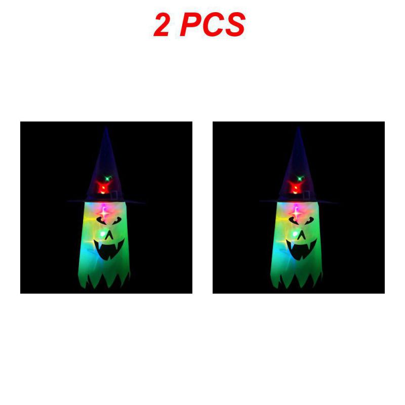 Halloween Hanging Glowing Ghost Hat Lights Decoration Glowing Witch Hat alloween Party Props for Outdoor, Yard, Tree
