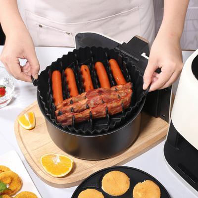 Air Fryer Einlage Silikon Backform Set Bacon Hot Dog Ständer 7 Mulden Kuchenform Spülmaschinenfest Kochset für Kochbegeisterte