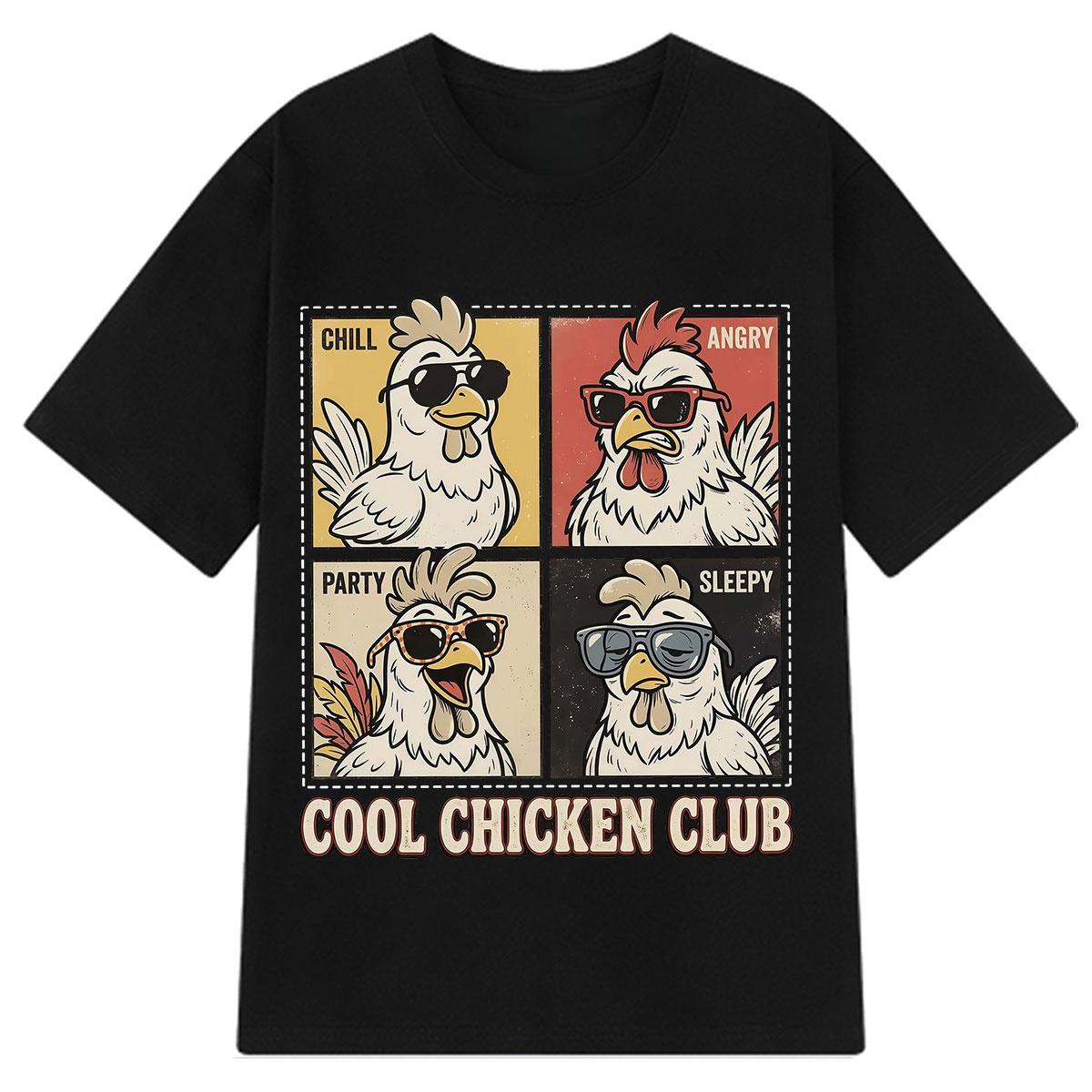 

Cool Chicken Club Chill Angry Party Sleepy Chicken Funny Meme T-shirt Men Women Vintage Y2K Shirt Loose Casual Oversized Tops 5XL різнокольоровий