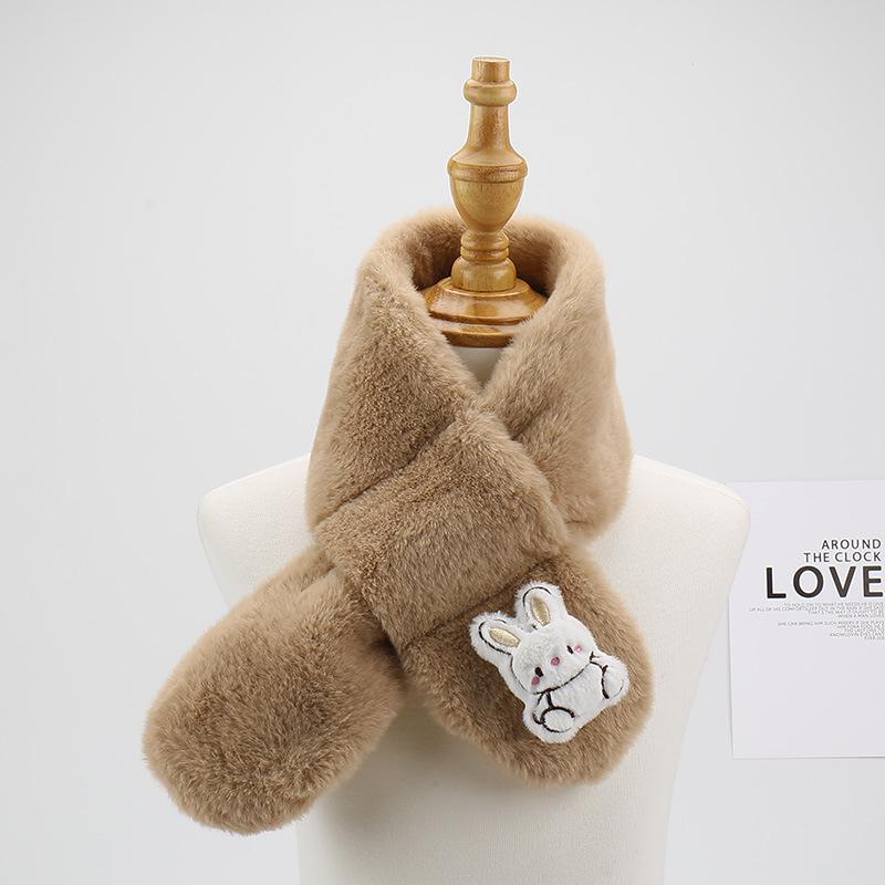 

2025 Fuzzy Faux Rabbit Fur Parent-Child Scarf for Kids – Plush Cartoon Korean-Style Warm Winter Neck Warmer
