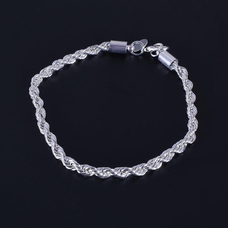 Suibian Wish 4MM Twisted Silver-Plated Hemp Rope Bracelet - European  American Fashion