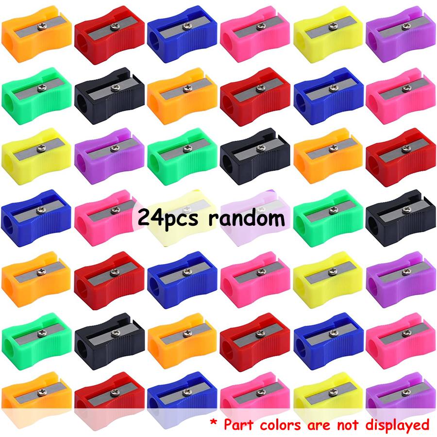 

24pcs 2.5cm Mini Color Pencil Sharpener Curved Anti-slip Design Plastic Square Pencil Sharpener School Reward Stationery
