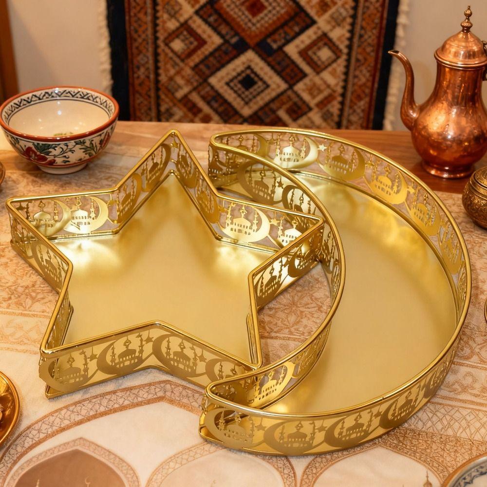 Gold Color Dessert Tray Moon Star Shaped Food Storage Container Fashion Dinner Plate  Table Decor