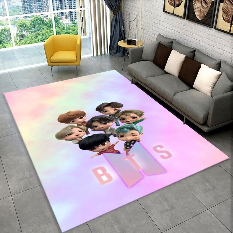 Famous B-BTS KPOP Star Non-Slip Area Rug for Living Room,Bedroom,Playroom,Soft Carpet Floor Mat Home Decor Rug Kids Room Gift