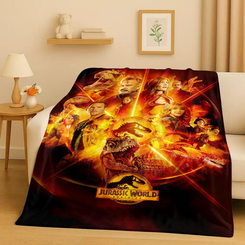 Coperta in Flanella Cartoon Dinosauro Jurassic Park 3D, Coperta Morbida Calda in Peluche per Casa Camera da Letto Letto Divano Copertura Ufficio Campeggio