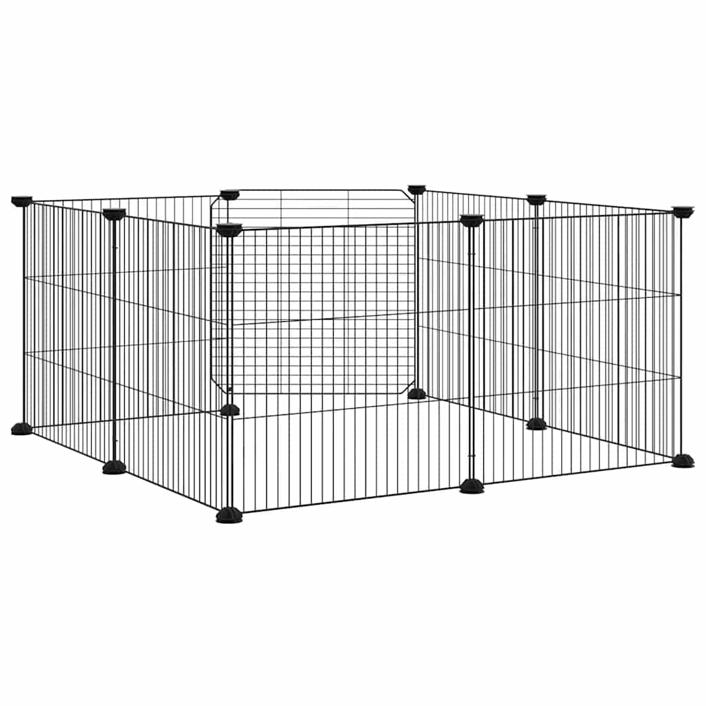 Vidaxl Gabbia per Animali con Cancello, 8 Pannelli, Nera, 35x35 cm, Acciaio