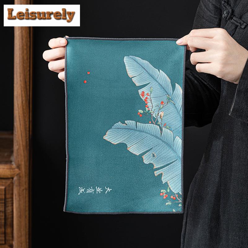 Painted Tea Towel Absorbent Rag Thickened Table Cleaning Tea Cloth Cotton Household Kitchen Cleaning Cloth Dish Cleaning Towels