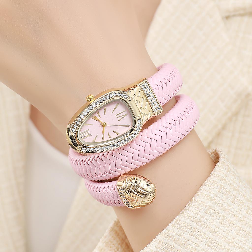 New Snake Shaped Diamond Inlaid Business Fashionable Casual Quartz Temperament Women's Watch Hot Selling and Explosive