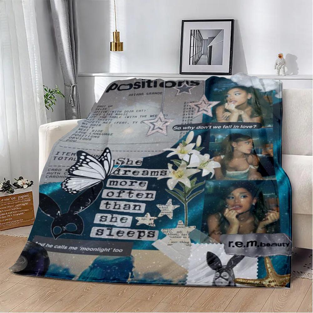 Printed Blanket Picnic Blankets Singer A-Ariana Grande Warm Blanket Soft and Comfortable Blanket Home Travel Birthday Gift
