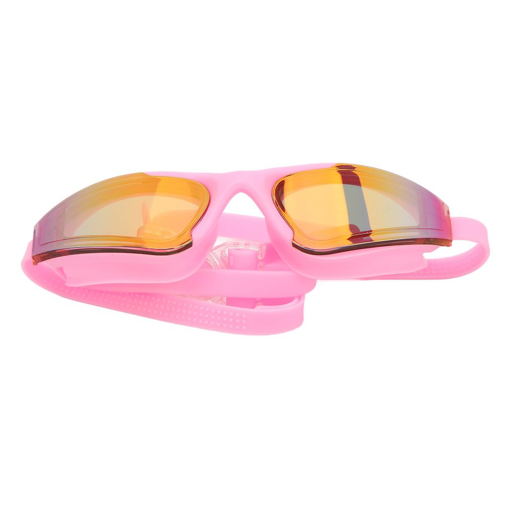 Swimming Goggles Fogproof HD Waterproof Silicone Wide View Swim Glasses for Adults Children Pink