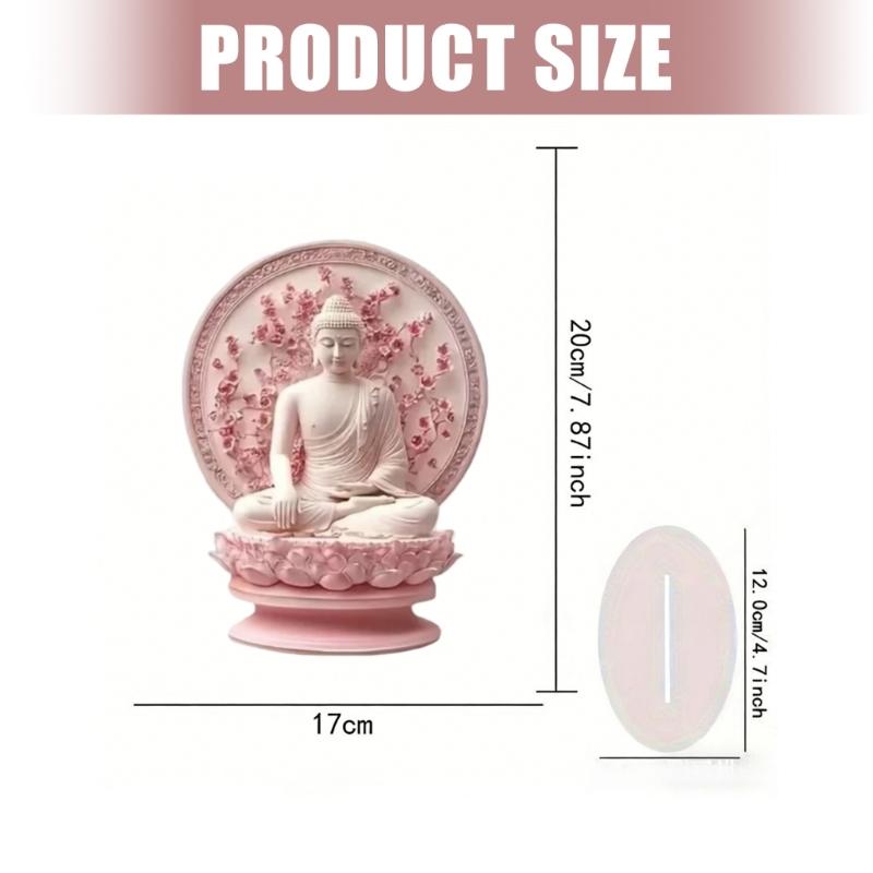 Scultura Buddha Meditante Statua Acrilica Piatta 2D Statuetta Buddista Decorazioni Spirituali Ornamento da Tavolo per Casa e Ufficio