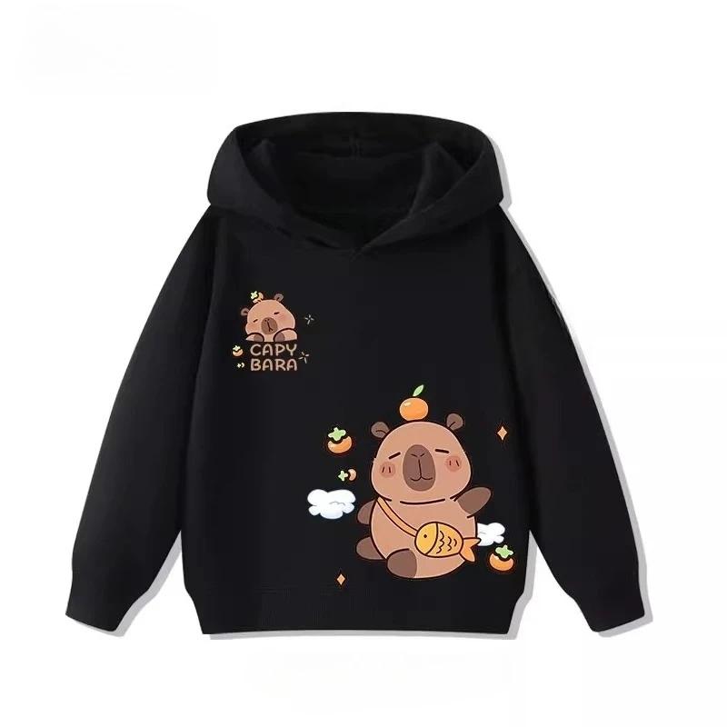 Children's Cartoon Adorable Capibara Autumn Fashion Boys Girls Loose Outdoor Street Kids Hoodies