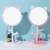Mockery Cute Cat Ear Shaped Table Mirror Vanity Mirror, Portable Makeup Mirror Tabletop Mirror With Tray For Girls Women Cat Ear Mirror With Lipsti