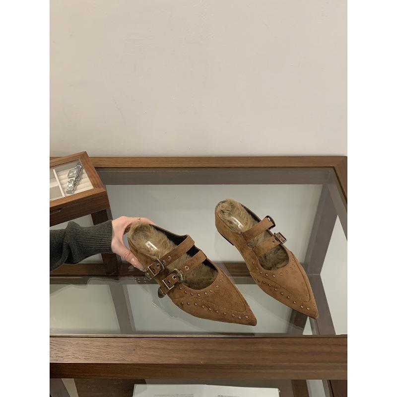 Soft Sole Retro Niche Temperament Mary Jane Half Tray Single Shoes Fairy 2025 with Skirt Velvet Bag Head Half Slippers Tide