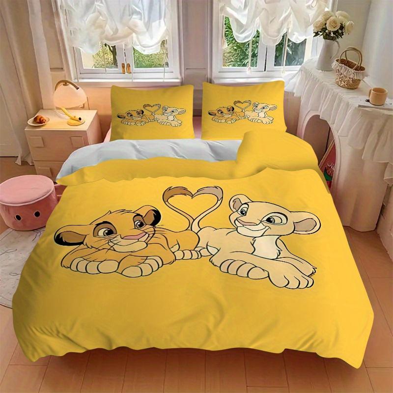 3pcs Lion King Simba & Nala Heart Shaped Tail Quilt Set Soft and Comfortable Bedroom, Guest Room and Dorm Decor Bedding Set W063