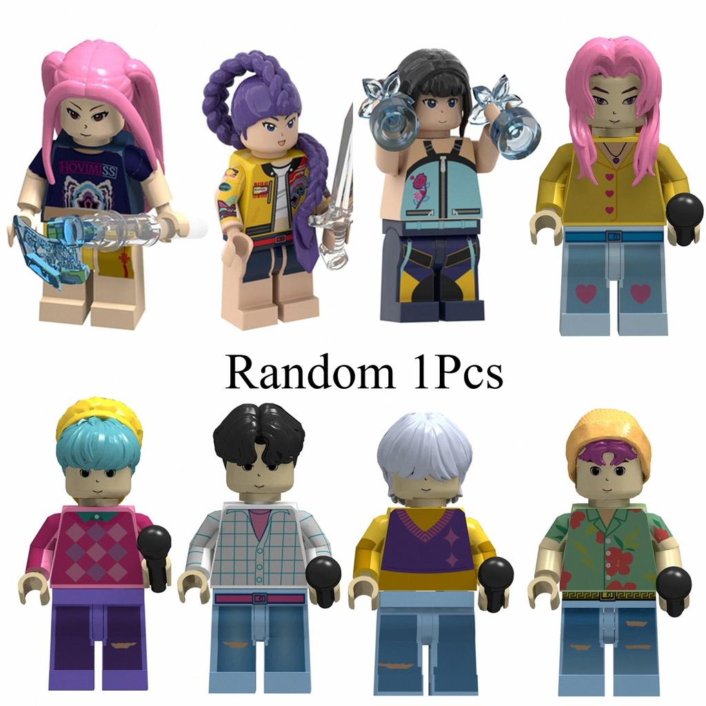 New 8pcs K-POP Demon Hunters Building Blocks Cute Mini Action Figure Head Assembly Toy Children's Educational Christmas Gift