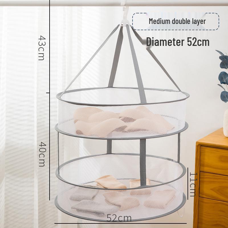 Three-Tier Windproof Folding Sweater Drying Rack Basket
