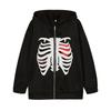 Women's Loose Skull Print Hooded Cardigan Sweatshirt with Zipper - Autumn/Winter Trendy Long-Sleeved Jacket