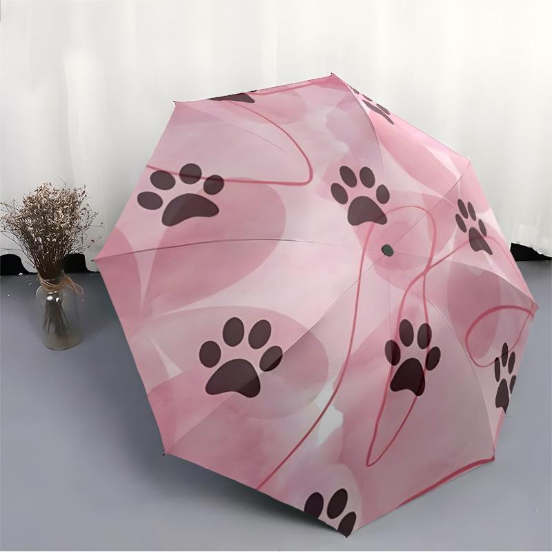 1pc Paw Prints Pet Lover Automatic Umbrella High Quality Canopy, Portable Folding Umbrella with, Ideal Gift for - Travel, Everyday, Formal Events, Sty