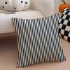 Black And White Striped Geometric Rectangle Art Cushion Cover Throw Pillow Cover Hidden Button Durable Polyester Chair Cushion