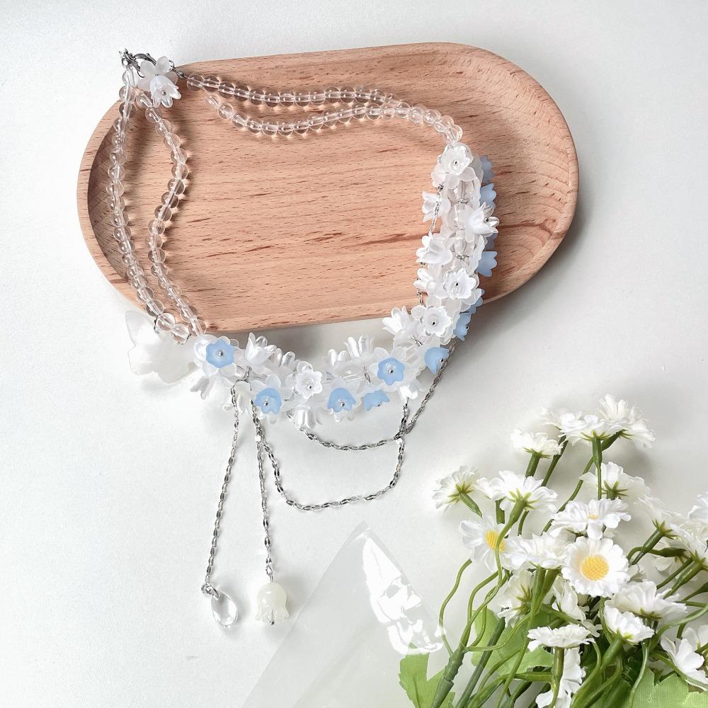 

Butterfly Bellflower Necklace Flower May Bells Pendant Necklace Girls