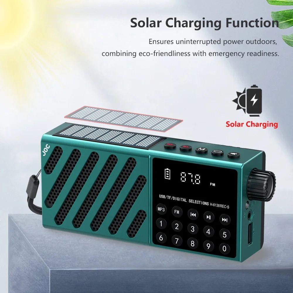 Solar Charging FM Radio Receiver USB TF Card Wireless Bluetooth Speaker Pocket Digital Player
