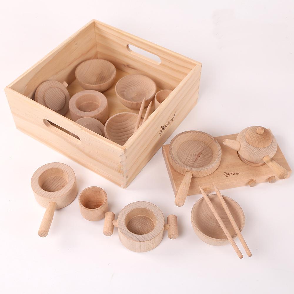Beechwood Kids' Pretend Play Cooking Set - Wooden Kitchen & Tableware Educational Toys