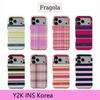 Gestreifte Handyhülle für iPhone 17 16 15 14 13 12 11 Air Pro Max Plus Luxus Clmj Fragola Bunte Streifen Doppellagige Rückabdeckung
