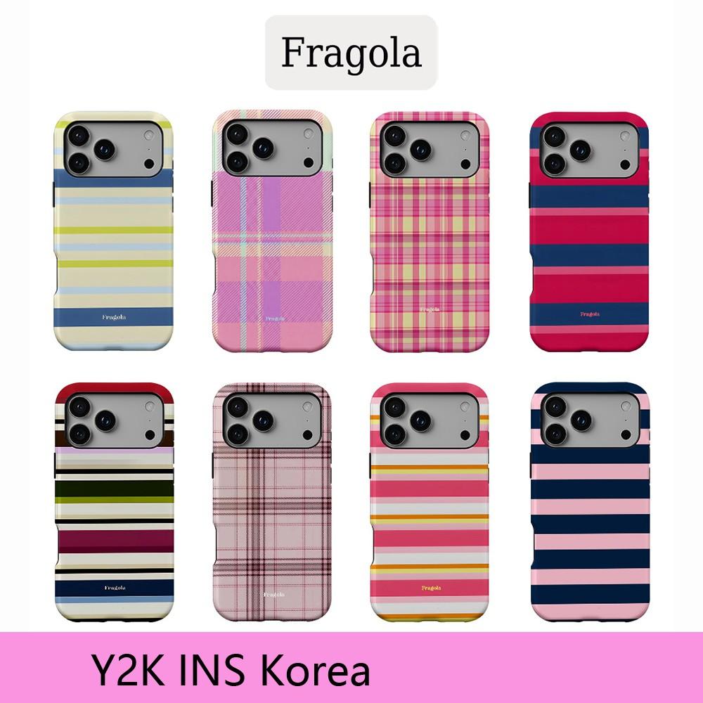 Gestreifte Handyhülle für iPhone 17 16 15 14 13 12 11 Air Pro Max Plus Luxus Clmj Fragola Bunte Streifen Doppellagige Rückabdeckung