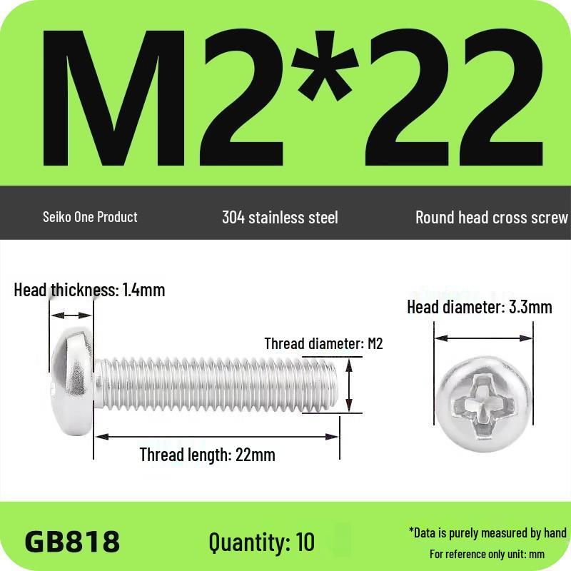 Phillips Pan Head Machine Screws, 304 Stainless Steel, Sizes M1-M10