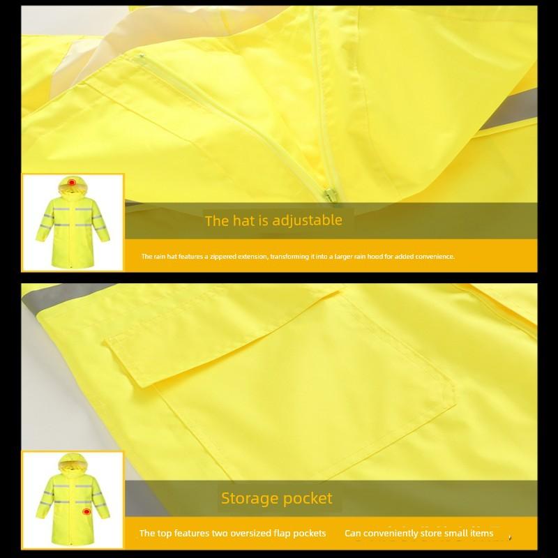 Rainproof Long Reflective Raincoat Adult Breathable Sanitation Property Security Duty Labor Protection Trench Coat Full Body Raincoat