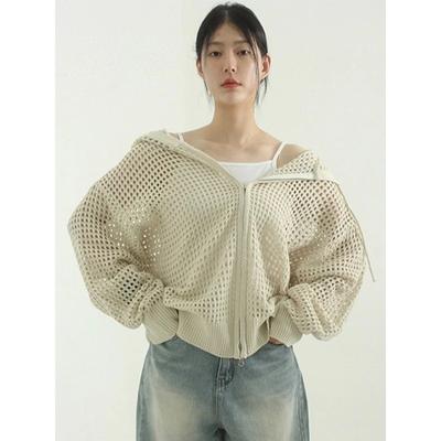 Vintage pletený síťovaný kabát pro ženy s kapucí a dírami, dlouhý kardigan, tričko s dlouhým rukávem, pánský ležérní podzimní japonský streetwear, hip hop
